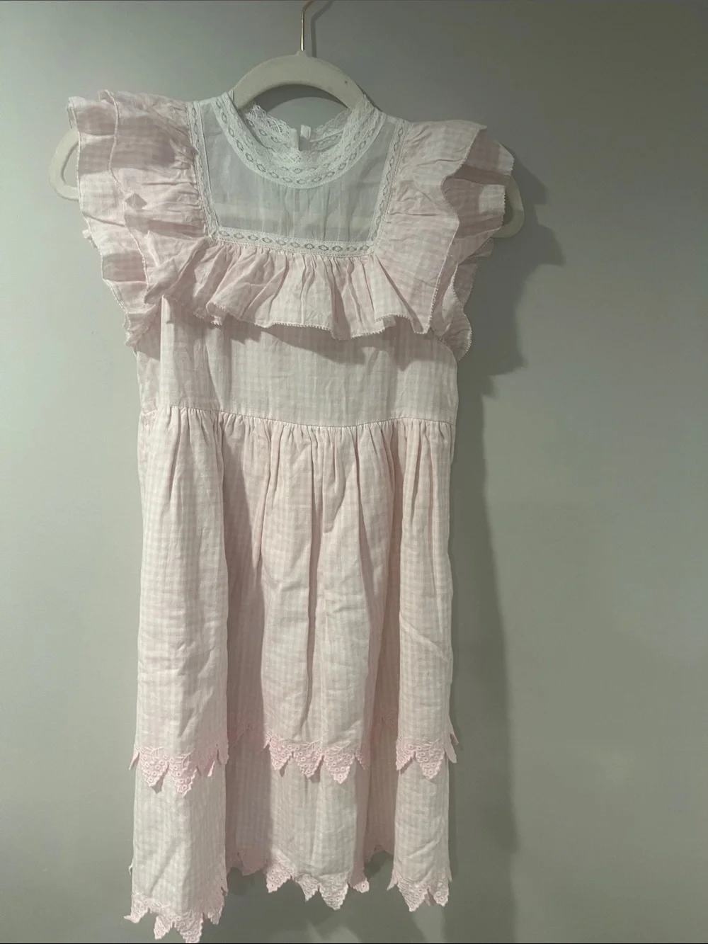 NellyStella Girls' Pink Gingham Ruffle-Trim Dress